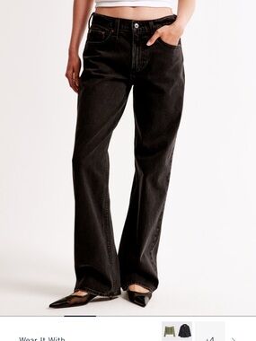 Abercrombie Low Rise Baggy Jean - Black